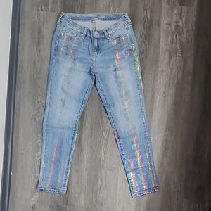 New York & Company Iridescent Light Blue Ankle Jeans
